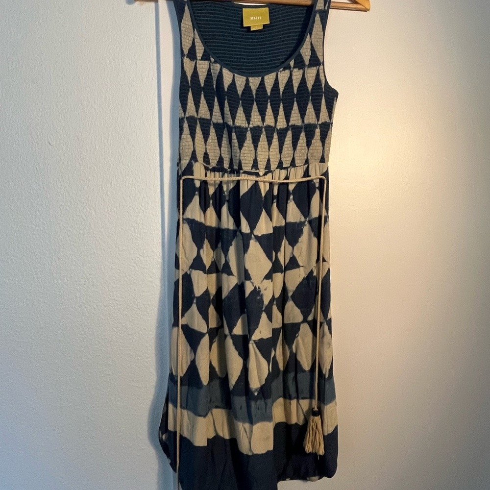 Anthropologie Maeve Blue and Cream Castalia Sundress